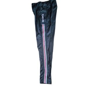 Bebe Sport Womens Black Rainbow Stripe Logo High Waist Leggings Pockets Medium